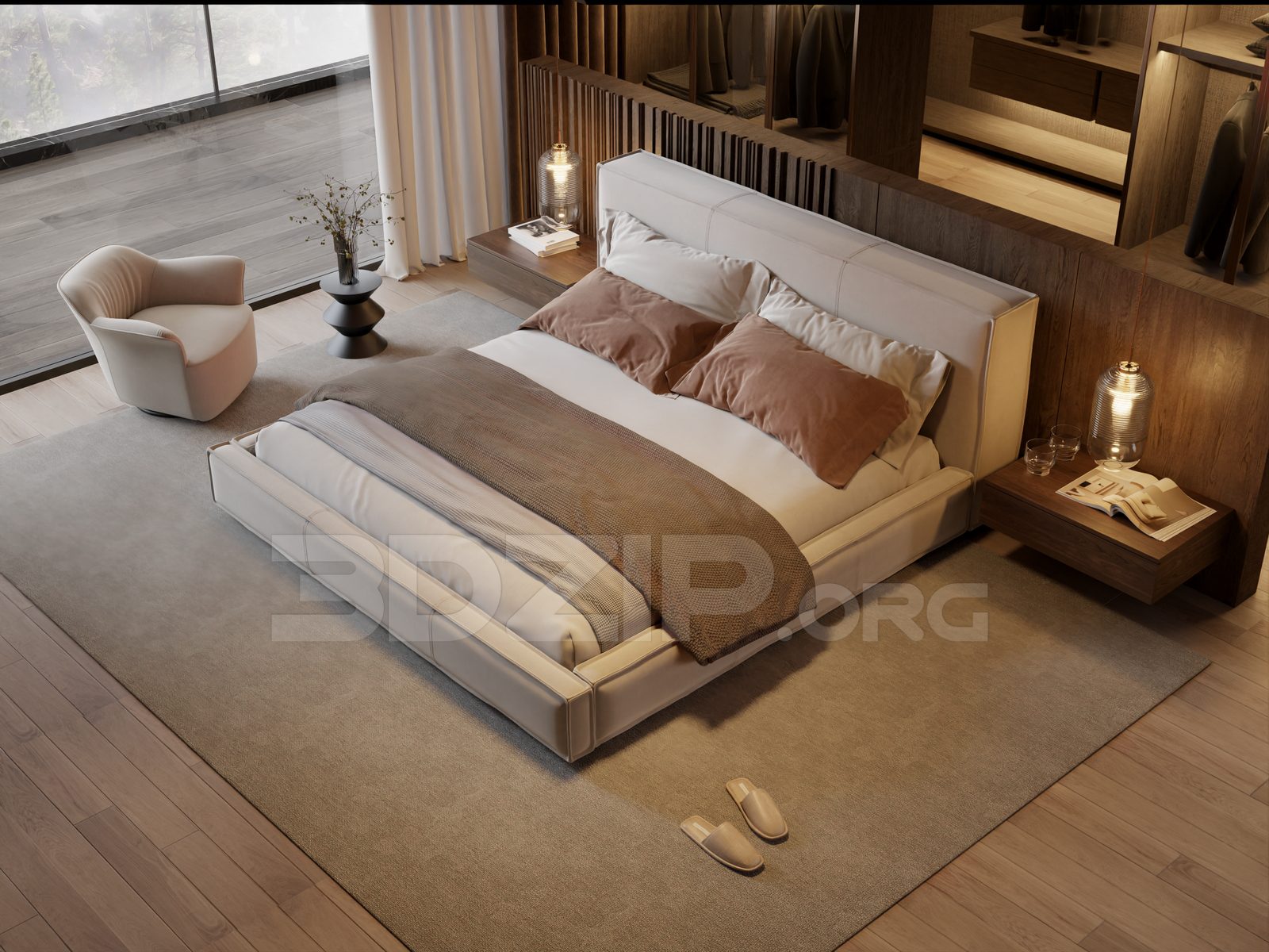 13734. Free 3ds Max Bedroom Interior Model Download (2)