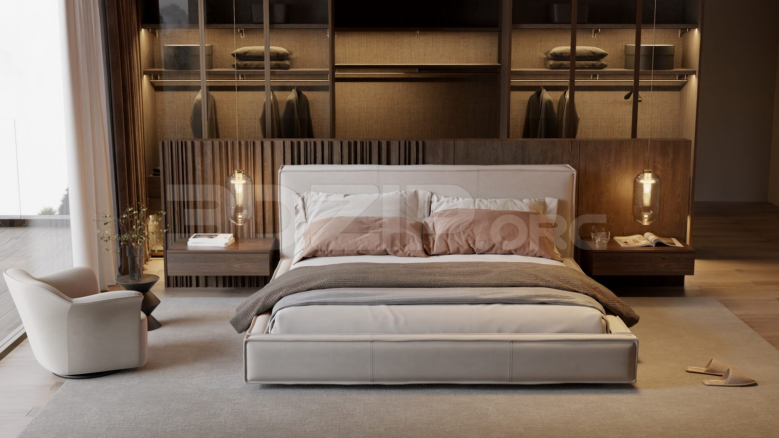 13734. Free 3ds Max Bedroom Interior Model Download (1)