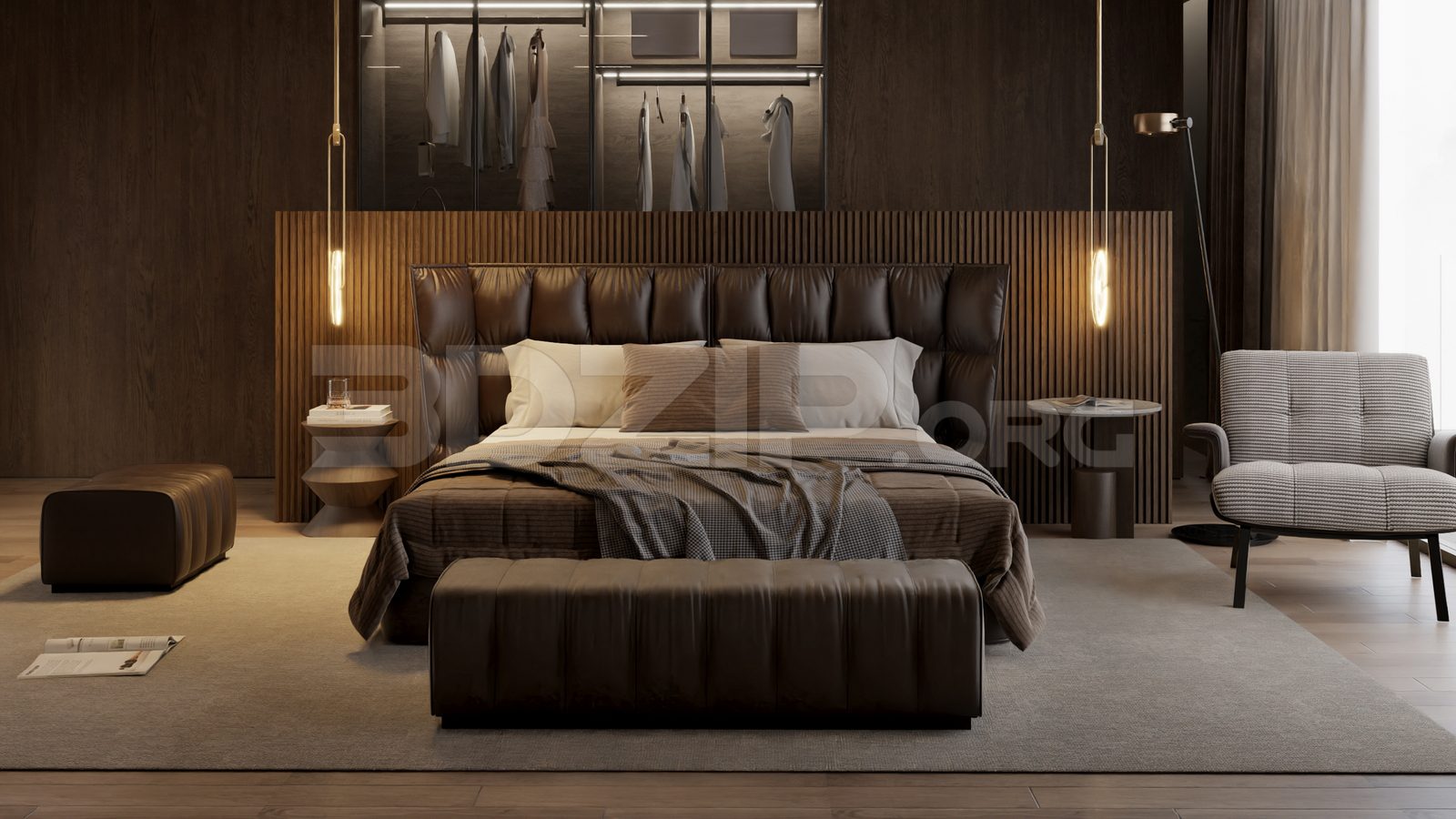 13736. Free 3ds Max Bedroom Interior Model Download (2)