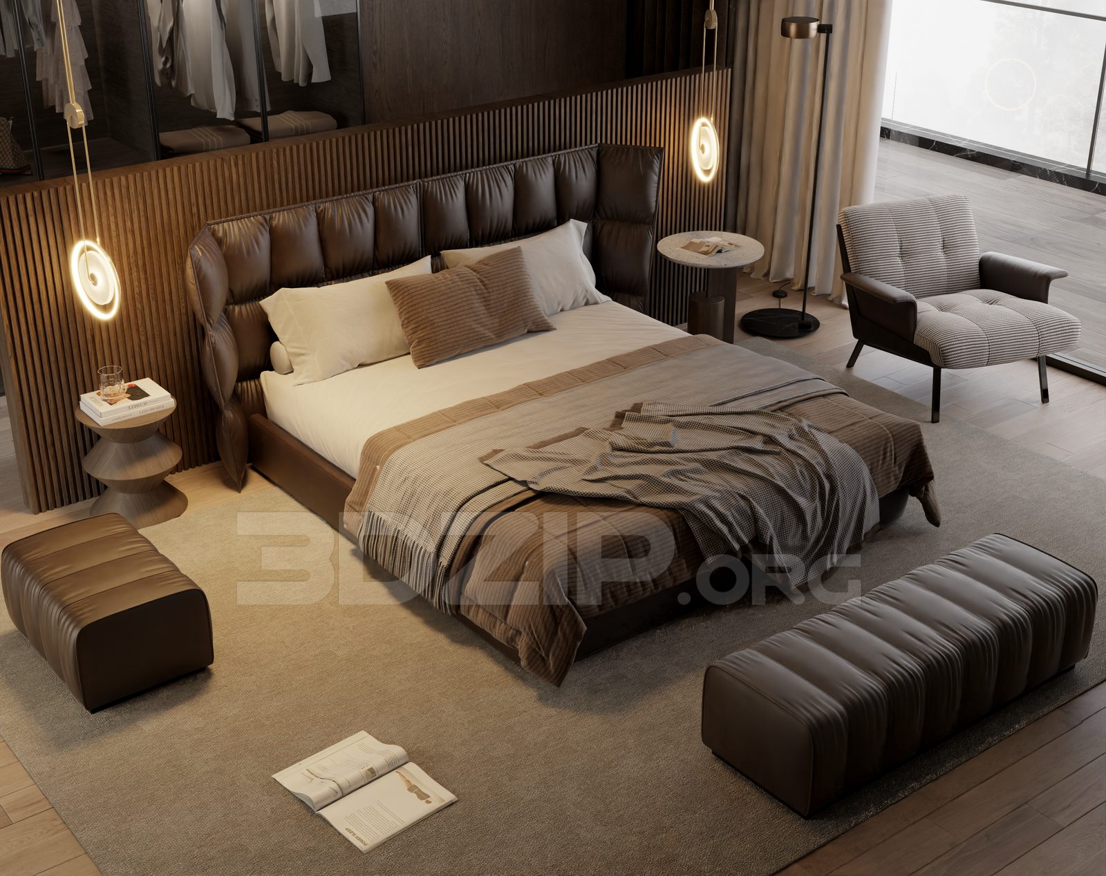 13736. Free 3ds Max Bedroom Interior Model Download