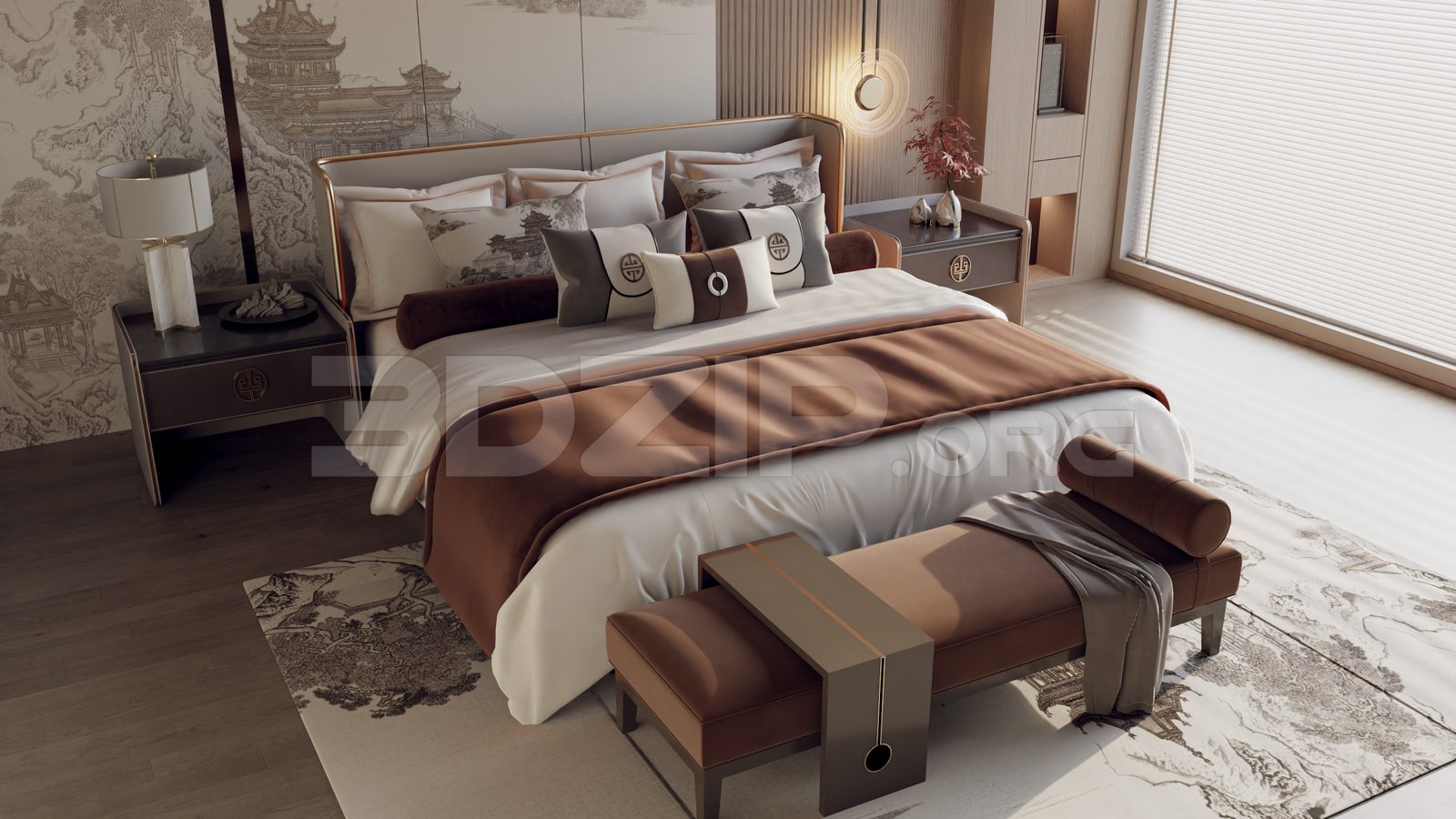 13738. Free 3ds Max Bedroom Interior Model Download (2)