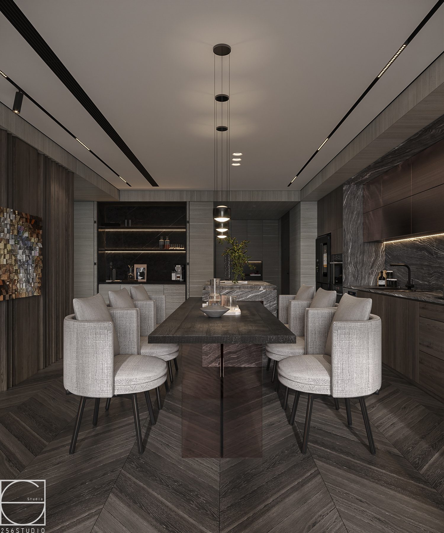 13765. 3ds Max Living Room - Kitchen Interior Model Download By 256 Studio (5)