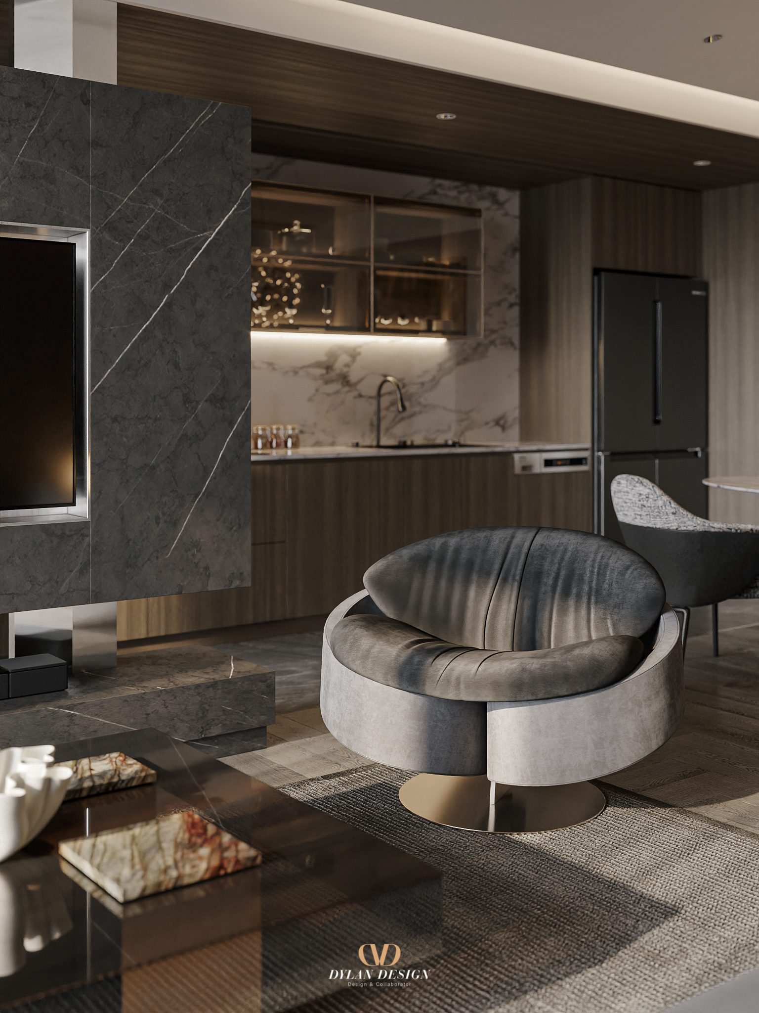 13812. 3ds Max Living Room – Kitchen Interior Model Download By Bui Vien (6)