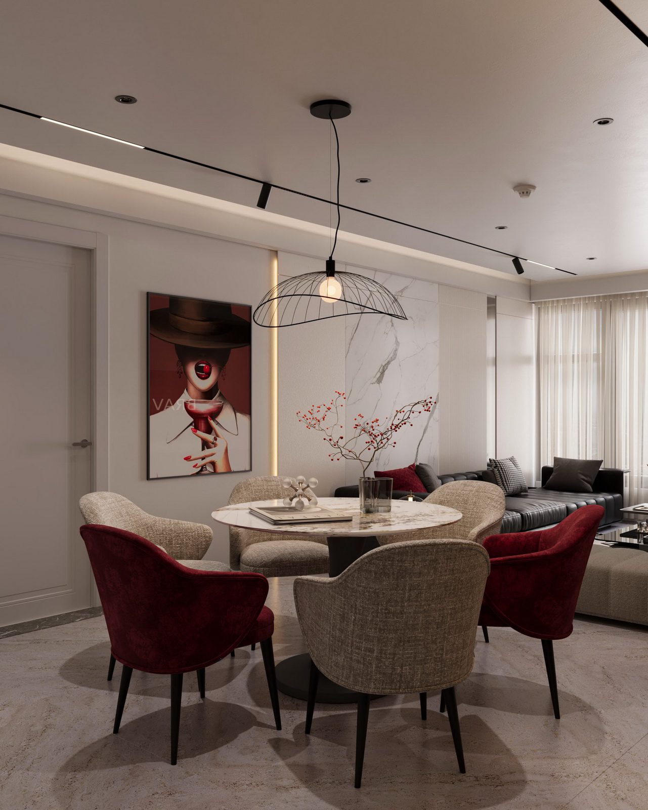 20107. 3ds Max Living Room - Kitchen Interior Model Download (2)
