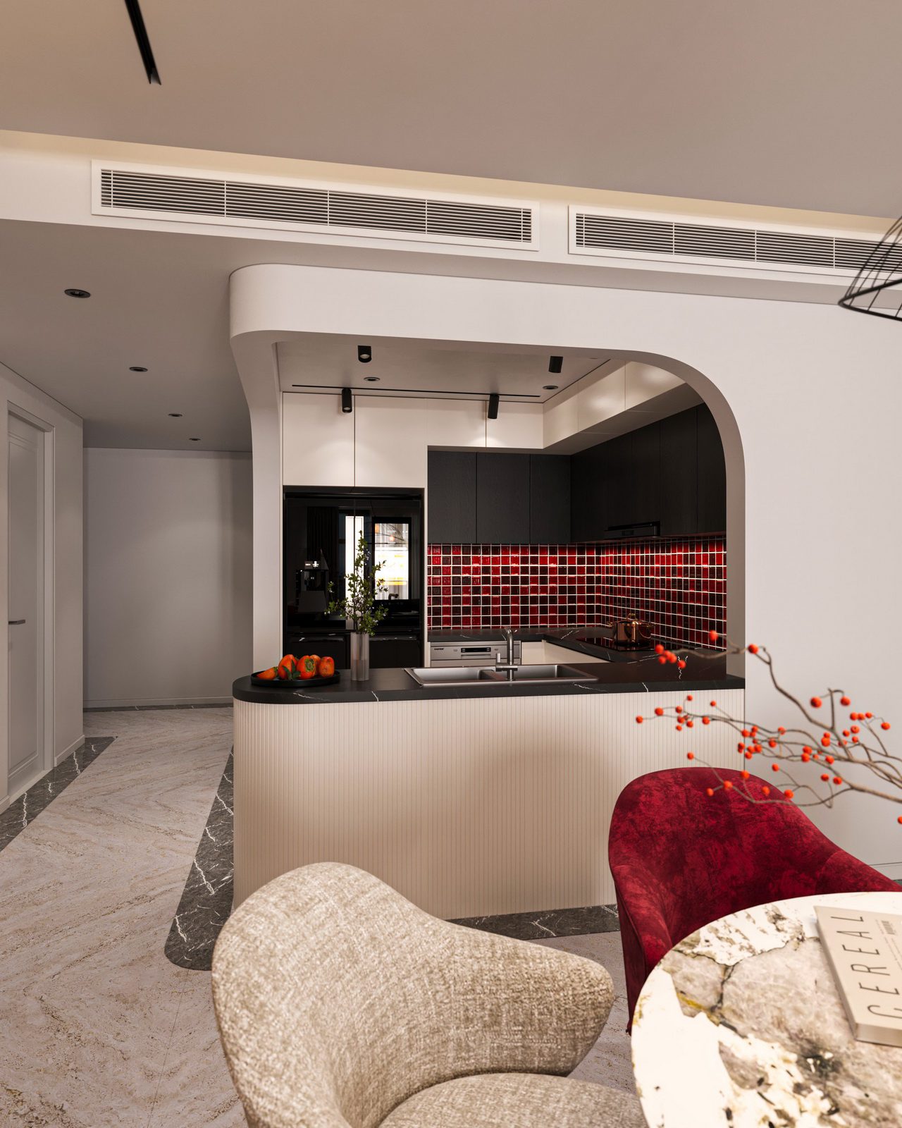 20107. 3ds Max Living Room - Kitchen Interior Model Download (4)