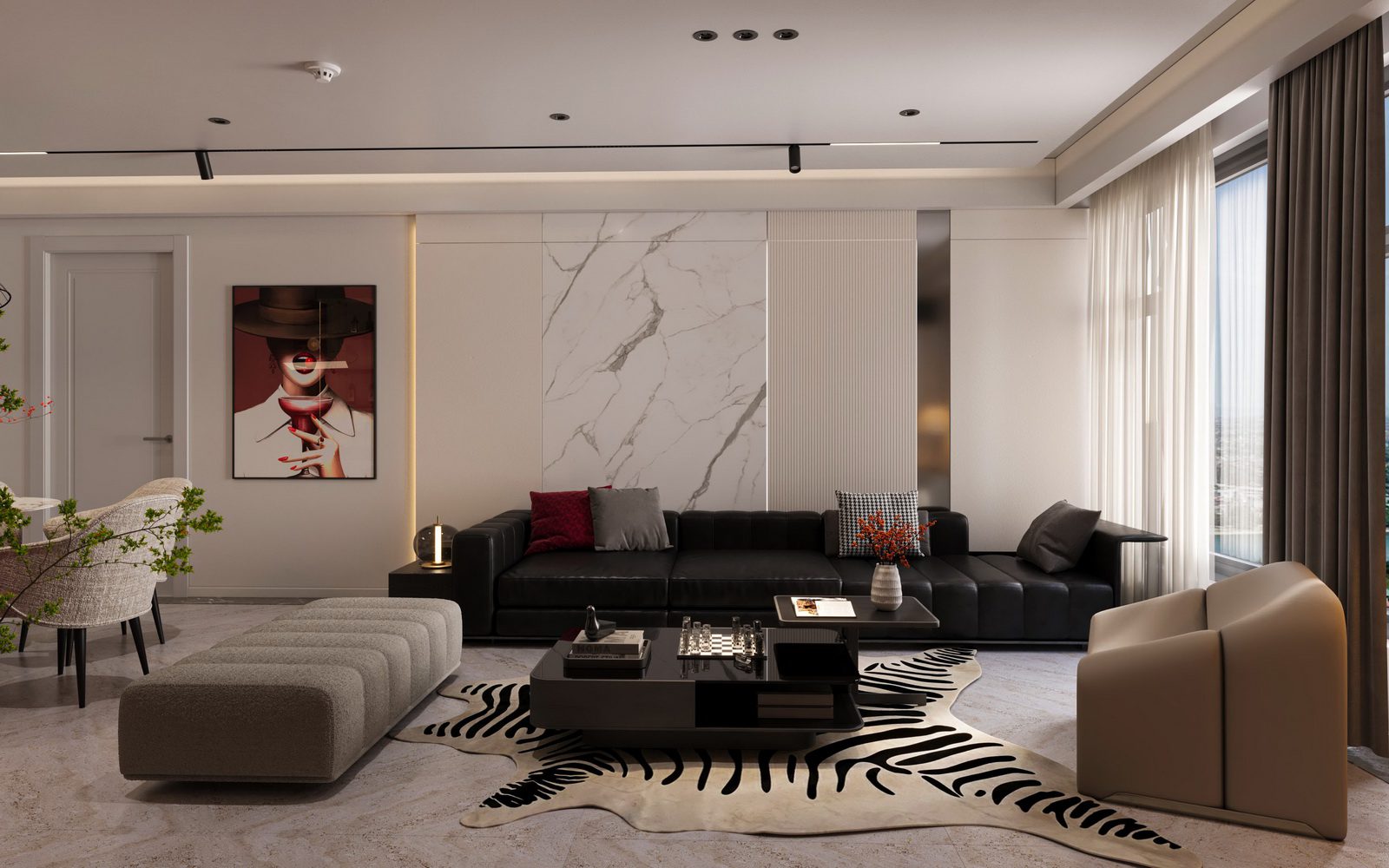 20107. 3ds Max Living Room - Kitchen Interior Model Download (1)