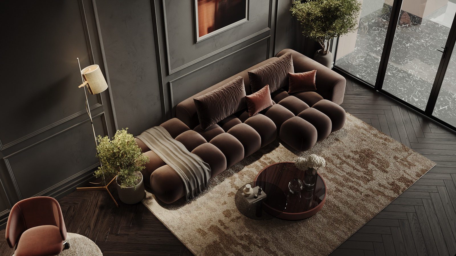 20238. 3ds Max Living Room - Kitchen Interior Model Download (8)