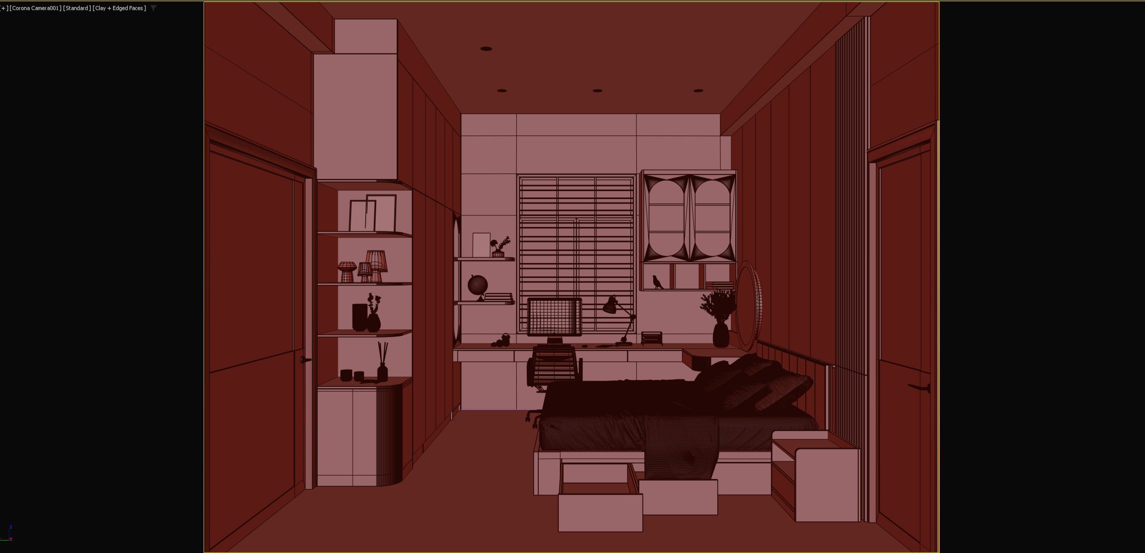 20239. 3ds Max Bedroom Interior Model Download (1)