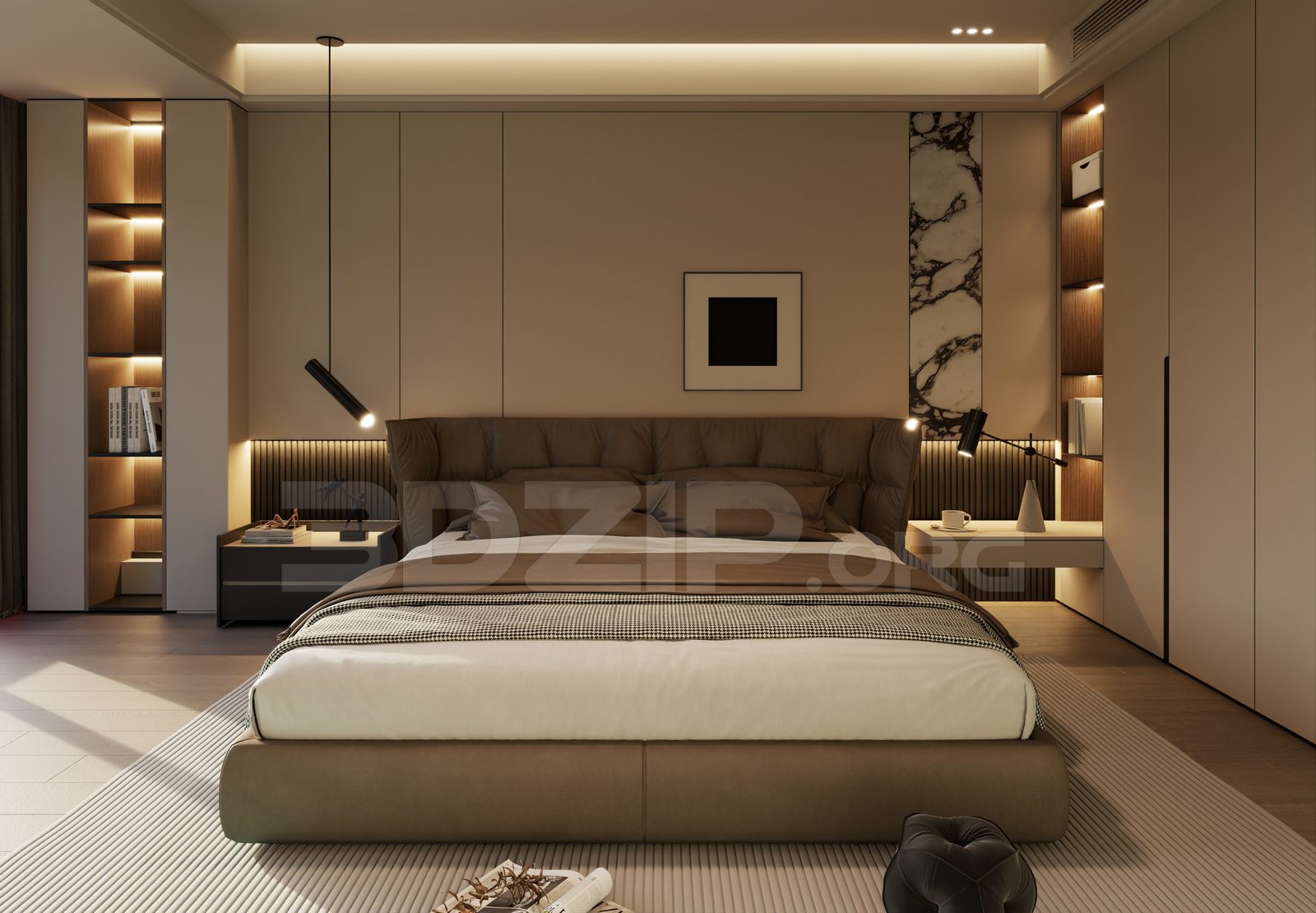 13754. Free 3ds Max Bedroom Interior Model Download (1)
