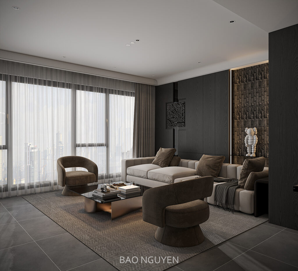 13695. 3Ds Max Living Room - Kitchen Interior Model