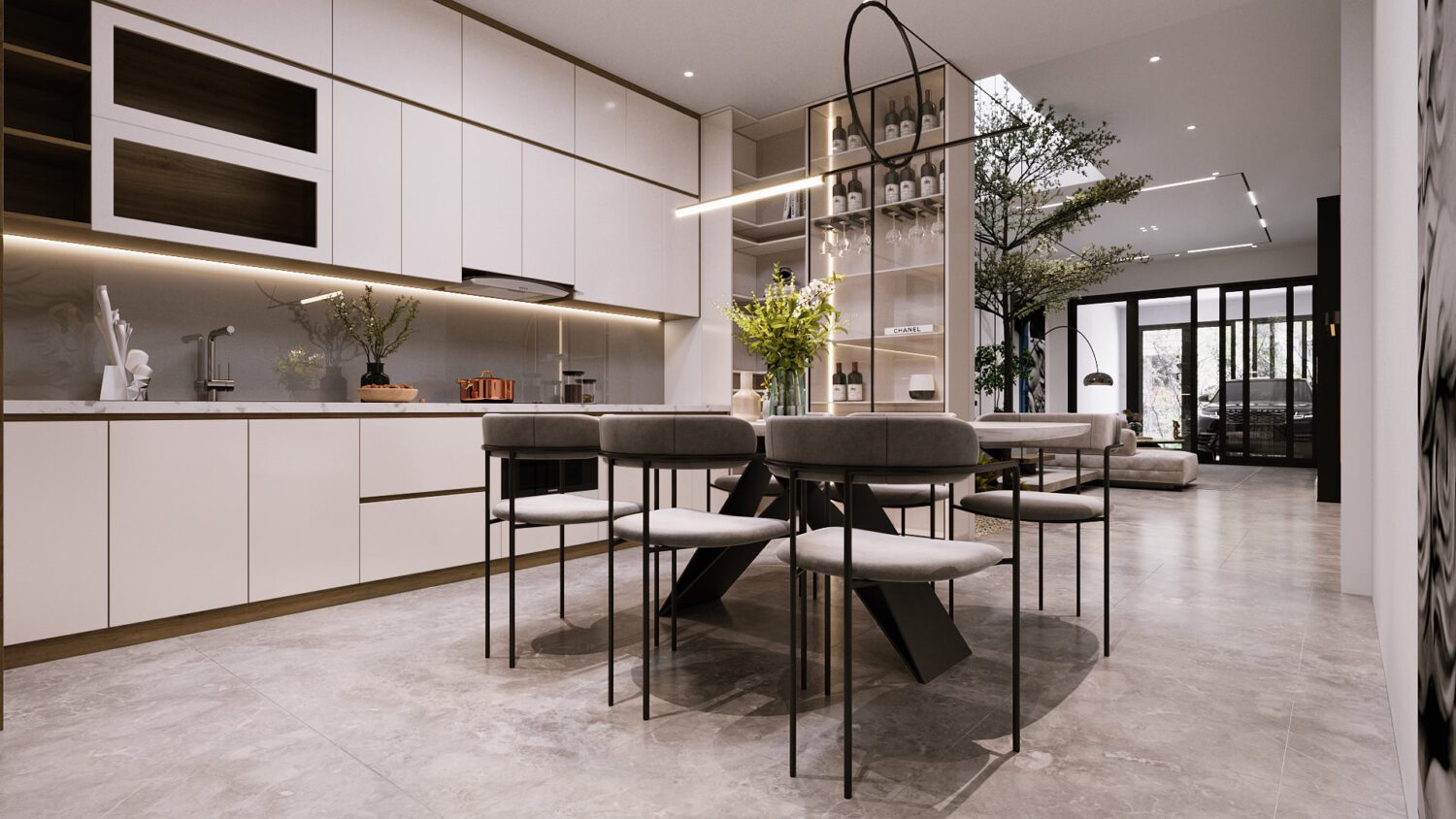 9877. Free 3D Living Room - Kitchen Interior Model Download by Nguyen ...